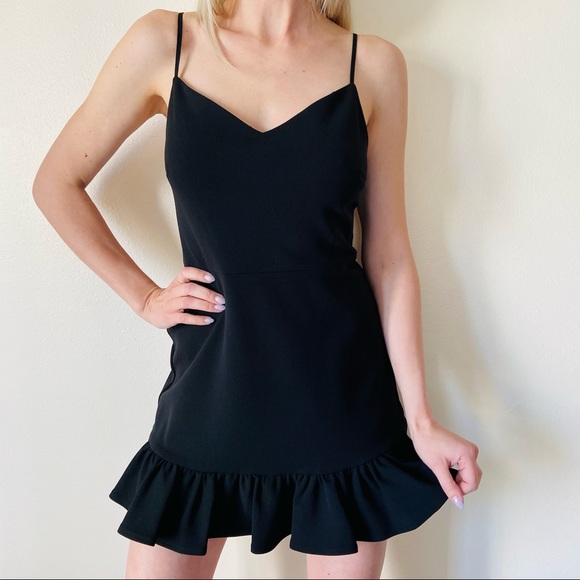 New 1.STATE Black Ruffle Hem Mini Slip dress $99 - Picture 5 of 9